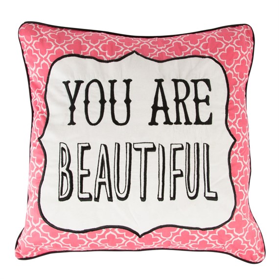 You Are Beautiful Retro Cushion with Inner