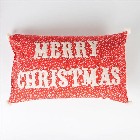 Merry Christmas Festive Snowflake Cushion with Inner