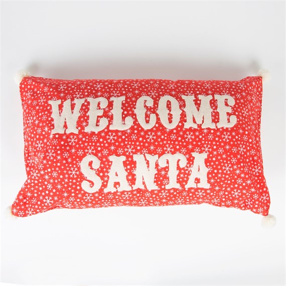 Welcome Santa Festive Snowflake Cushion with Inner
