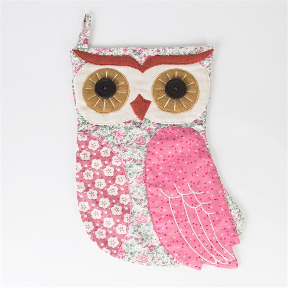Sylvia Patchwork Owl Christmas Stocking