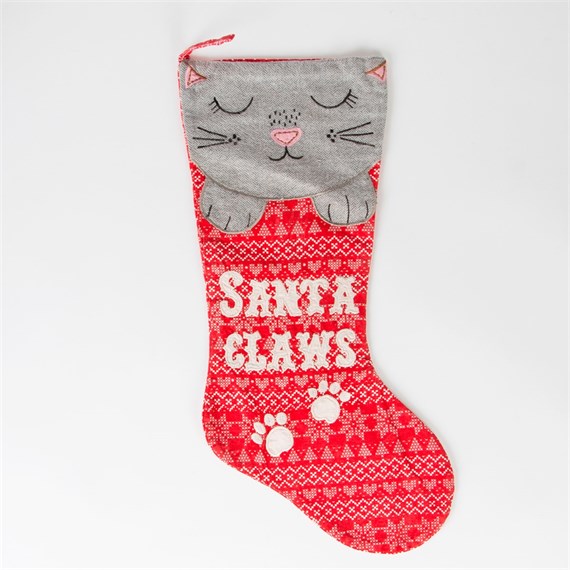 Santa Claws Sleeping Cat Christmas Stocking