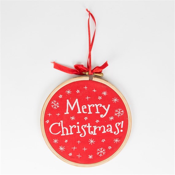 Merry Christmas Embroidery Hoop Small