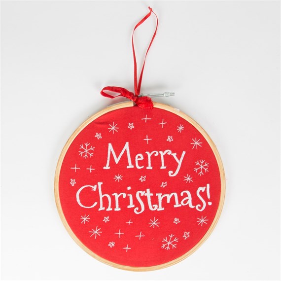 Merry Christmas Embroidery Hoop Medium
