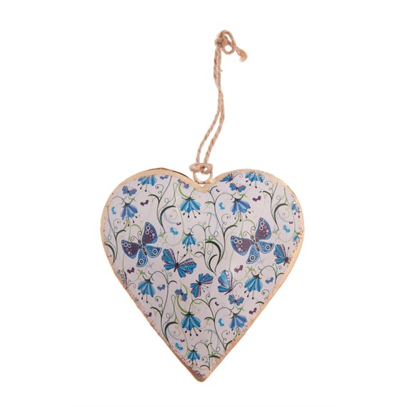 Vintage Blue Butterfly Hanging Heart