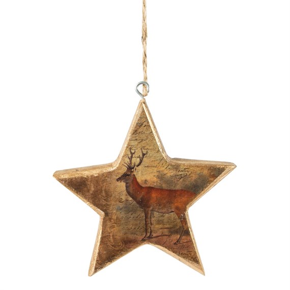 Star with Reindeer in the Woods Hanging Decoration