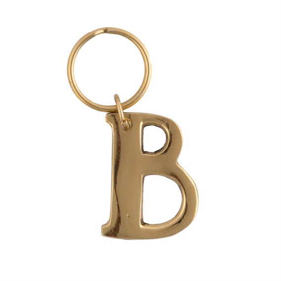 Gold Monogram Letter B Keyring