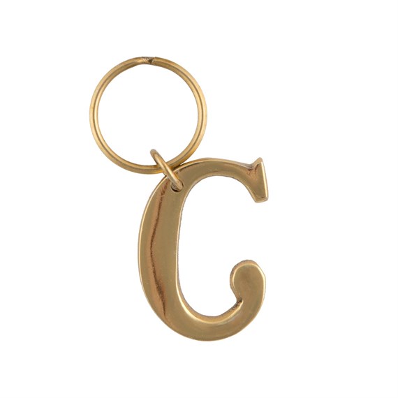Gold Monogram Letter C Keyring