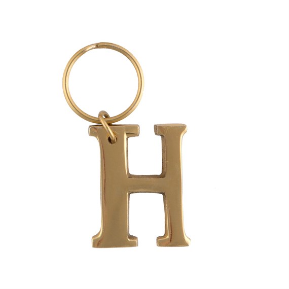Gold Monogram Letter H Keyring