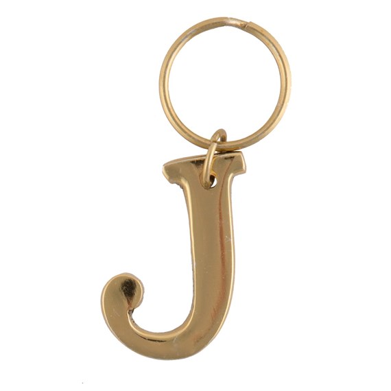 Gold Monogram Letter J Keyring