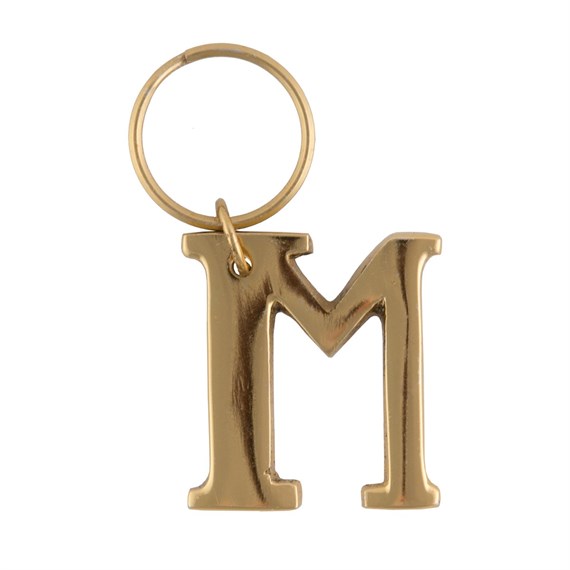 Gold Monogram Letter M Keyring