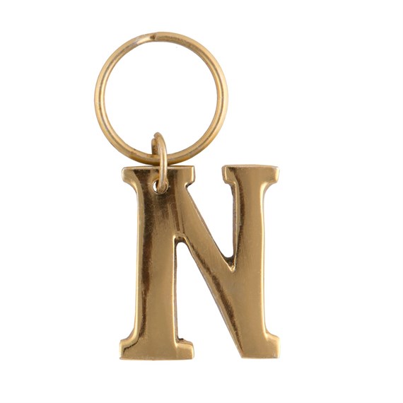 Gold Monogram Letter N Keyring
