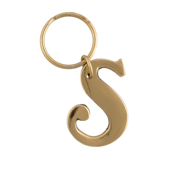 Gold Monogram Letter S Keyring