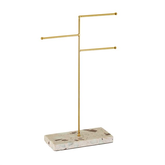 Triple Terrazzo Gold Jewellery Stand