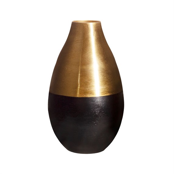 Matte Gold & Black Metal Vase