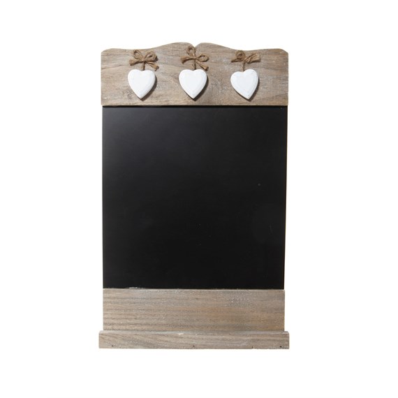 Chalkboard with 3 Wooden Hearts