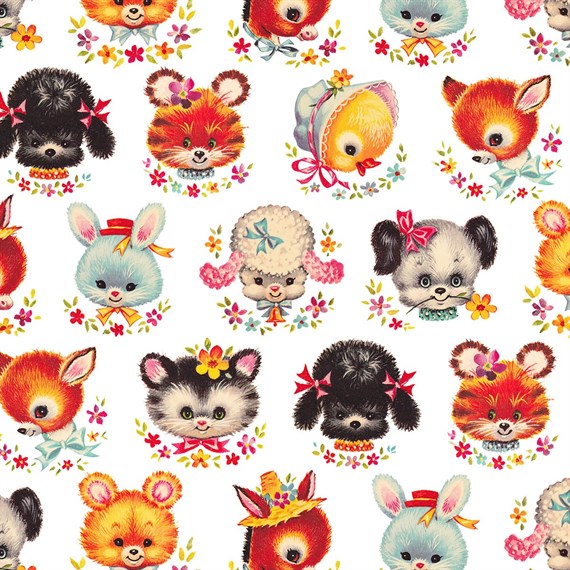 Retro Animal Faces Wrapping Paper