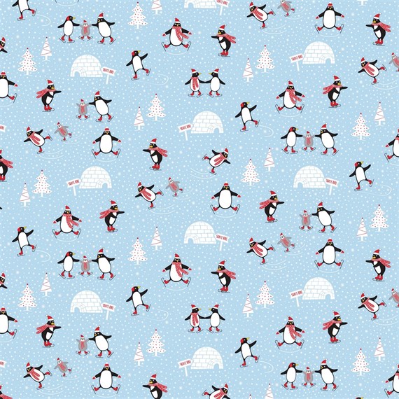 Skating Penguins Wrapping Paper