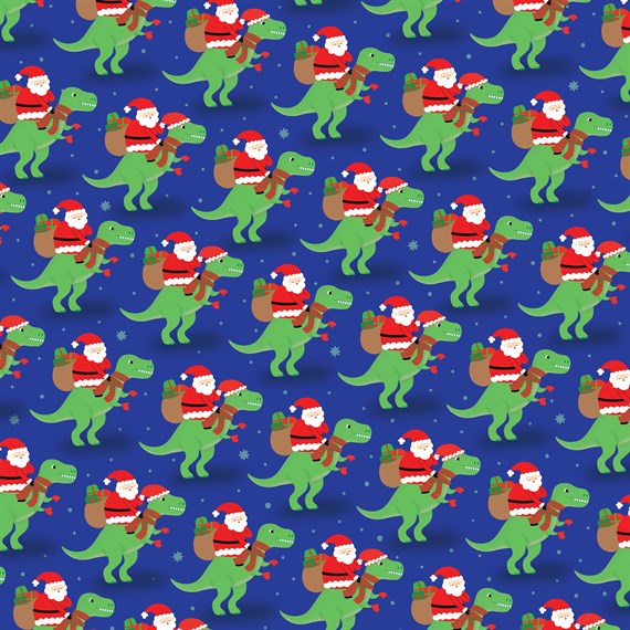 Santa on Dino Gift Wrap