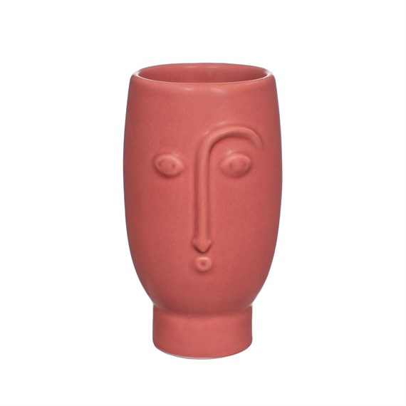 Mini Face Vase Matt Red