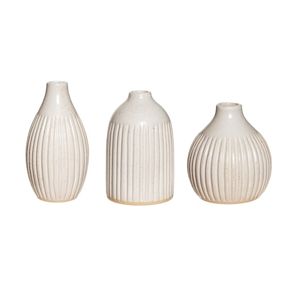 Grooved Bud Vases - Set of 3