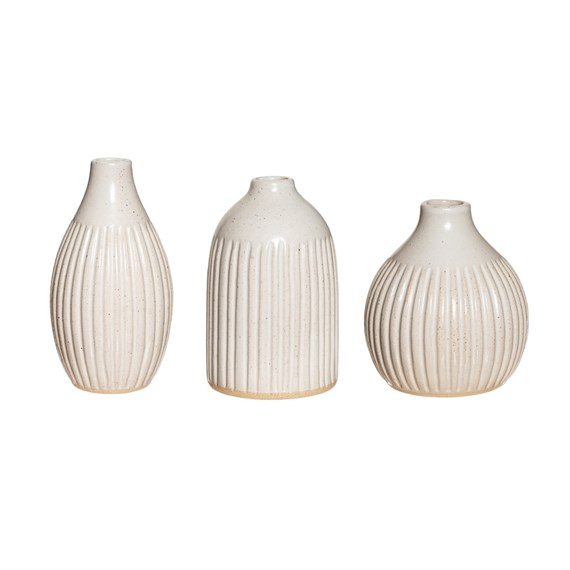 Grooved Bud Vases - Set of 3