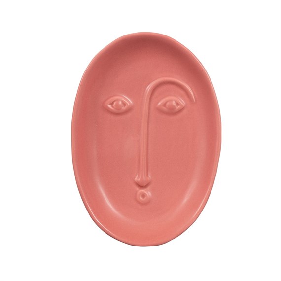 Small Face Trinket Dish Matt Red