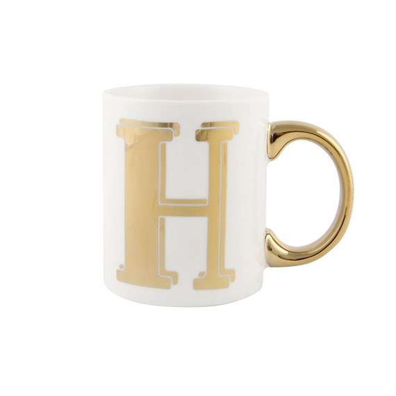 Gold Monogram Letter H Mug