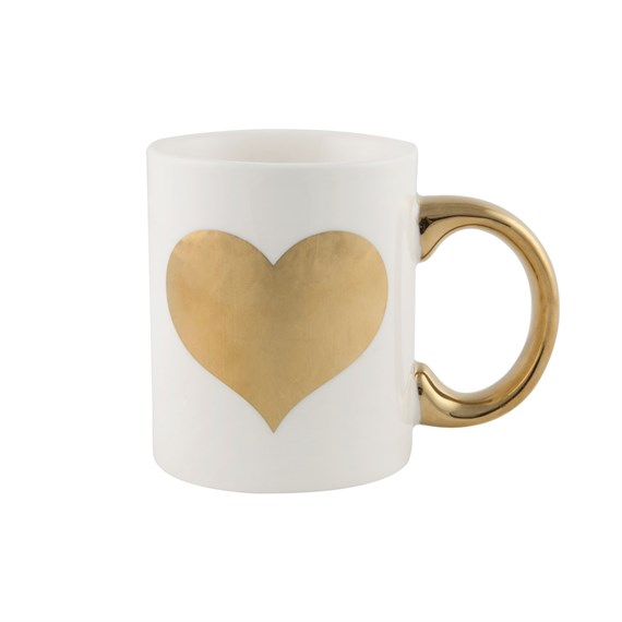 Metallic Monochrome Gold Heart Mug