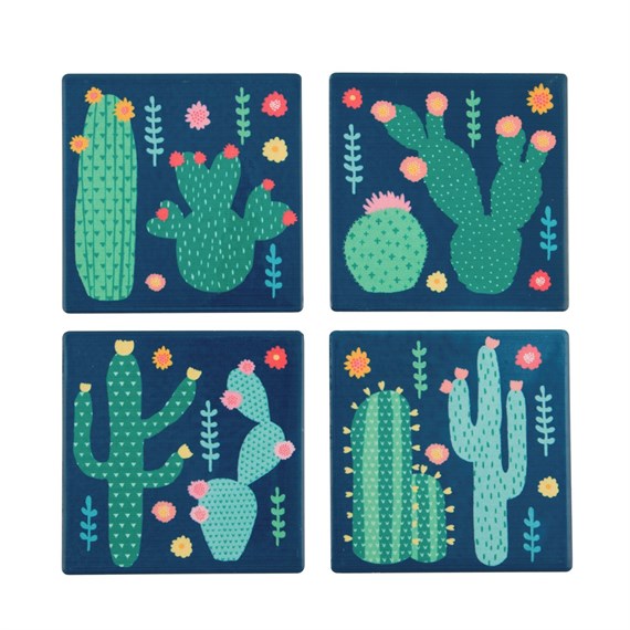 Set of 4 Colourful Cactus Coasters
