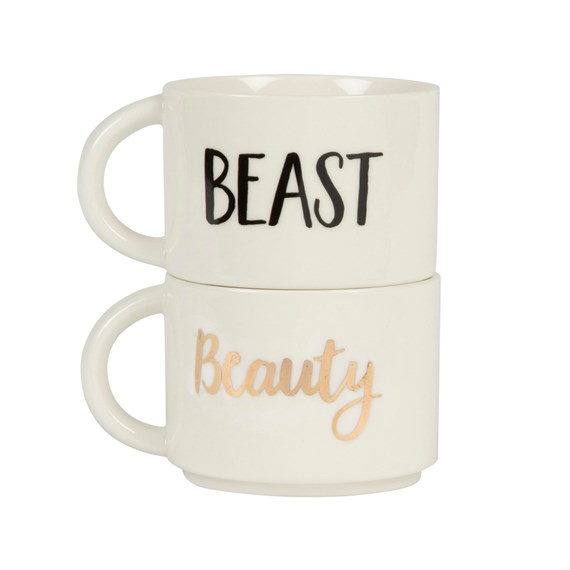 Beauty & Beast Stacking Mugs - Set of 2