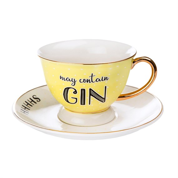 May Contain Gin Cup and Saucer Set