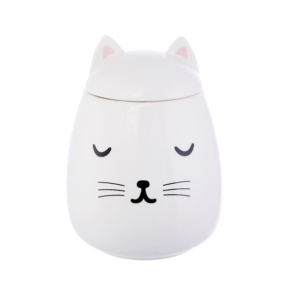 Cutie Cat White Storage Jar