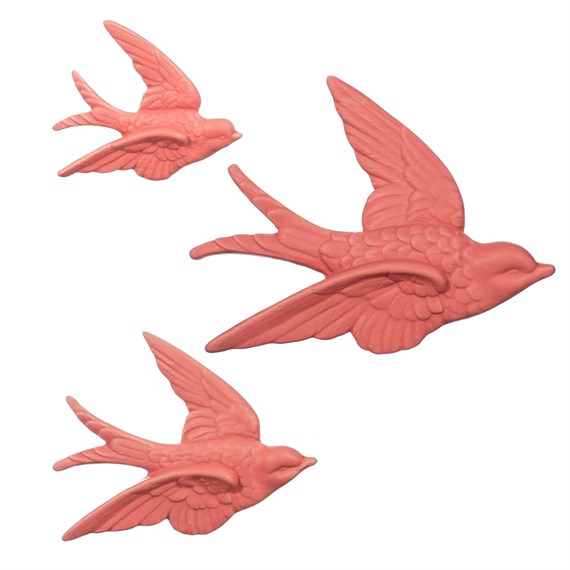 Swallow Wall Decorations Red - Set of 3