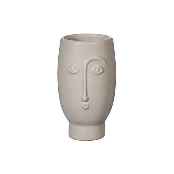 Mini Face Vase Matte Grey