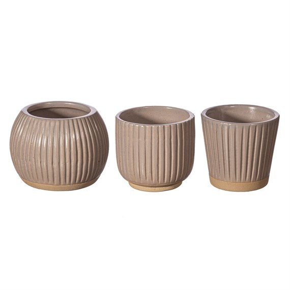 Grooved Planter Small Grey Assorted