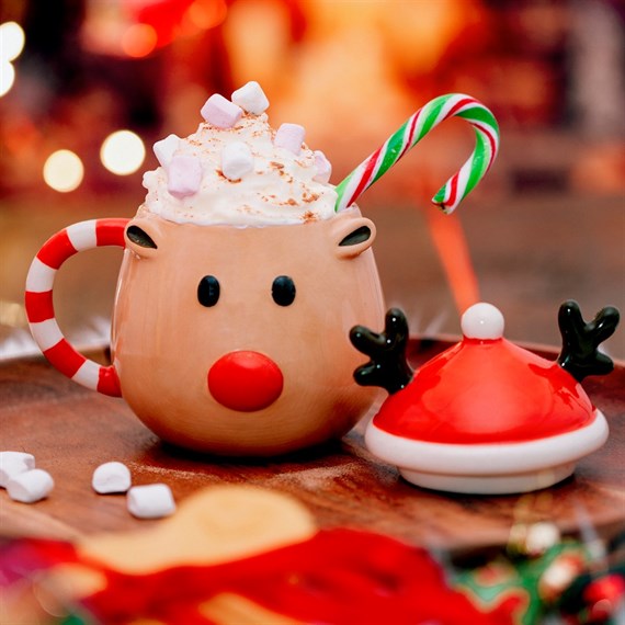 Christmas Reindeer Mug with Lid