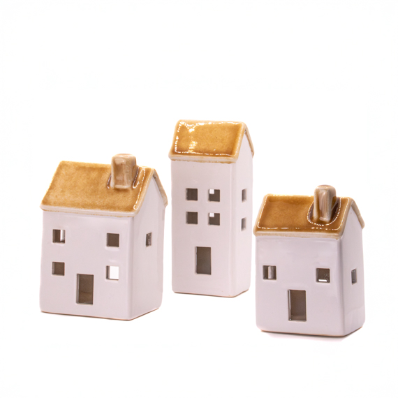 White Ceramic House Standing Decorations - Assorted