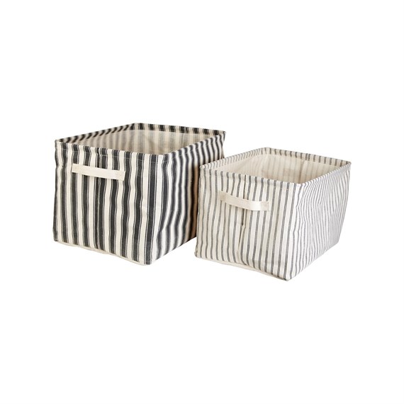 Ticking Stripe Storage Baskets - Set of 2
