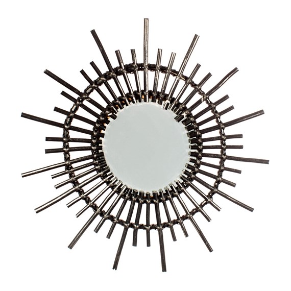 Black Rattan Starburst Mirror