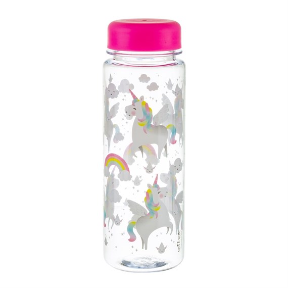 Rainbow Unicorn Clear Water Bottle