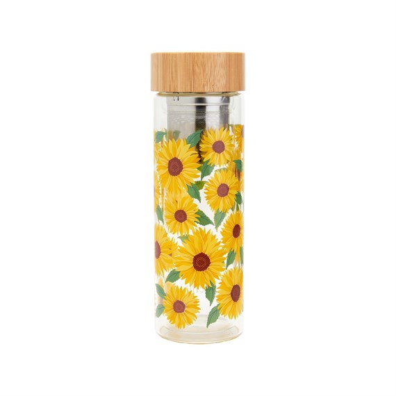Sunflowers Glass Water Bottle With Infuser