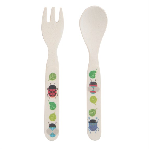 Busy Bugs Bamboo Kids' Fork & Spoon Set