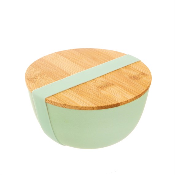 Mint Green Bamboo Bowl with Lid
