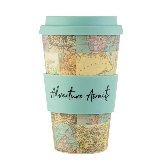 Vintage Map Collage Bamboo Coffee Cup