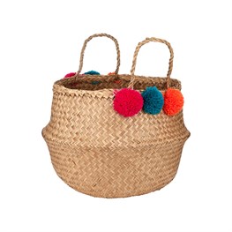 Seagrass Multi Bright Pom Pom Storage Basket