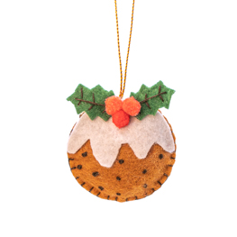 Christmas Pudding Flat Felt Hanging Decoration