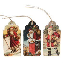 Retro Vintage Father Christmas Scene Gift Tags - Set of 15