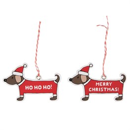 Christmas Sausage Dog Gift Tags - Set of 12