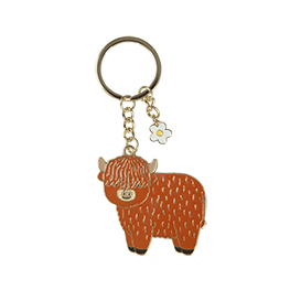 Highland Cow Enamel Keyring