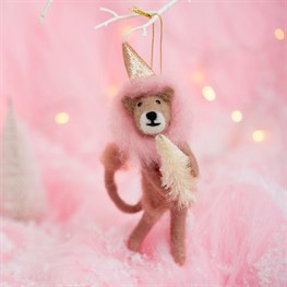 Wonderland Pink Lion Hanging Felt Decoration